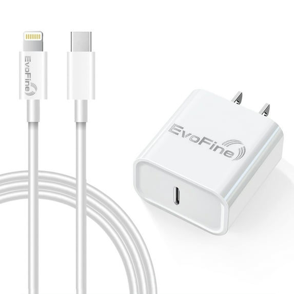 EvoFine iPhone Charger for 14/13/12/11 and More- iPhone Wall Charger Fast Charging with USB-C Blocks and 3Ft iPhone Charger Cords Compatible with iPhone, iPad & More