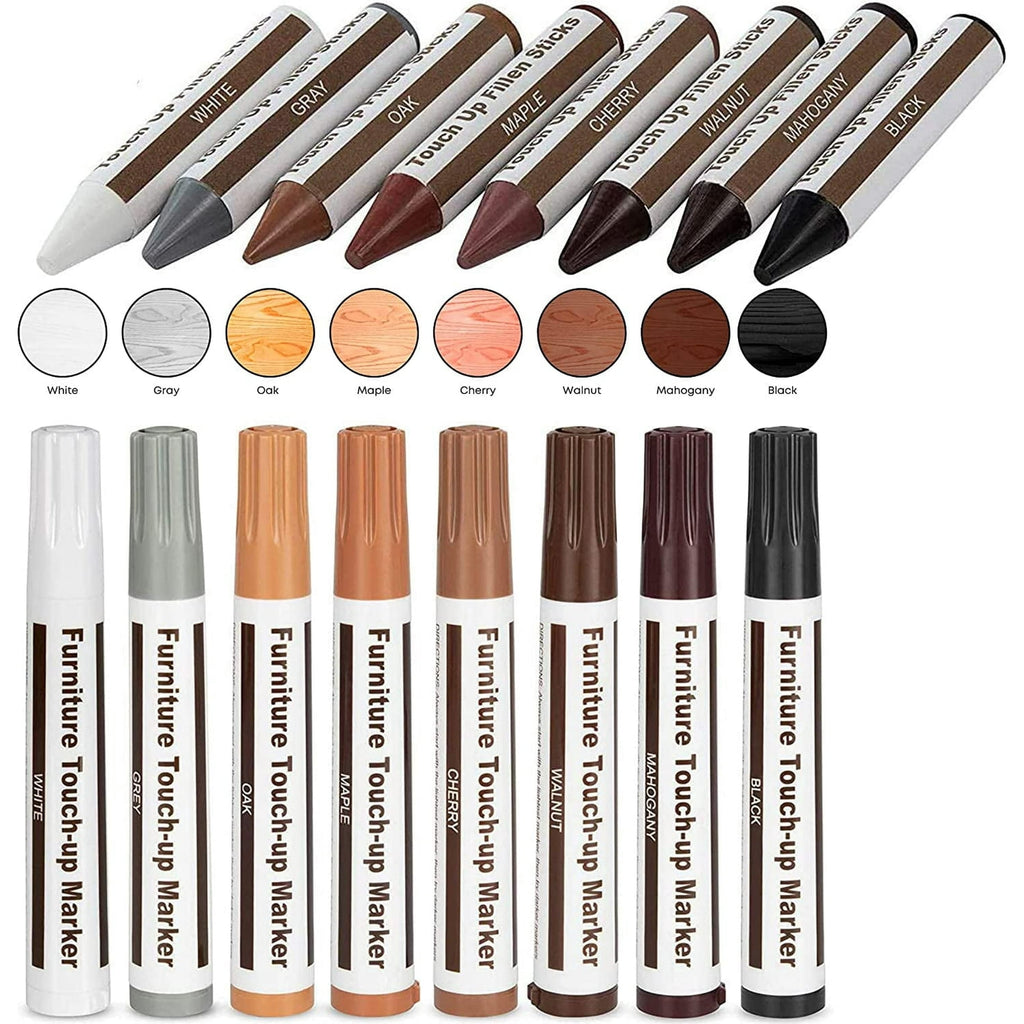 Furniture Repair Kits 17PCS Wood Markers Wax Sticks, For Stains, Scratches, Wood Floors, Tables, Desks, Carpenters, Bedposts, Touch Ups, And Cover Ups