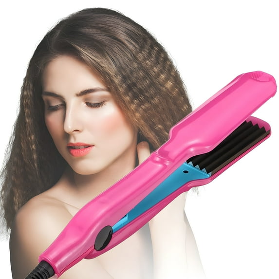Hair Crimper, Jungle Wave Professional Crimping Iron and Waver Ceramic Curling Iron, Rose Red