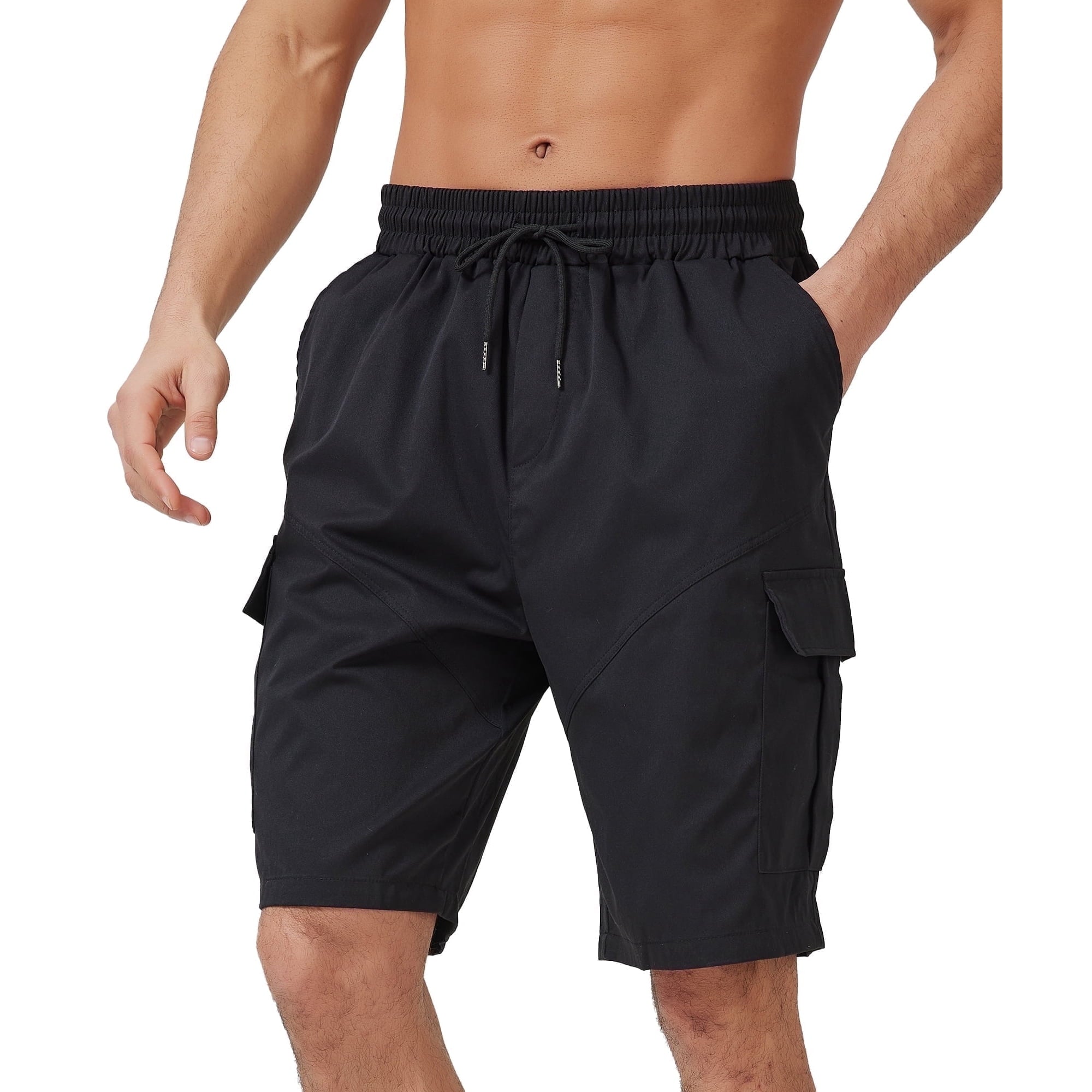 Puztloy Men's Cargo Shorts Big Men's Athletic Work Workout Gym Messenger Stretch Elastic Waist Drawstring with Pockets Relaxed Fit Big Men's Pant Summer (Available in Plus Size)