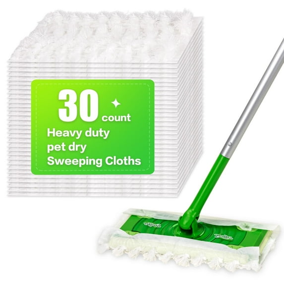 Heavy Duty Dry Sweeping Cloths for Sweeper Mop, Microfiber Duster Mop Pads Refills for Cleaning Hardwood Floor Dust and Pet Hair, Disposable (30Pcs)
