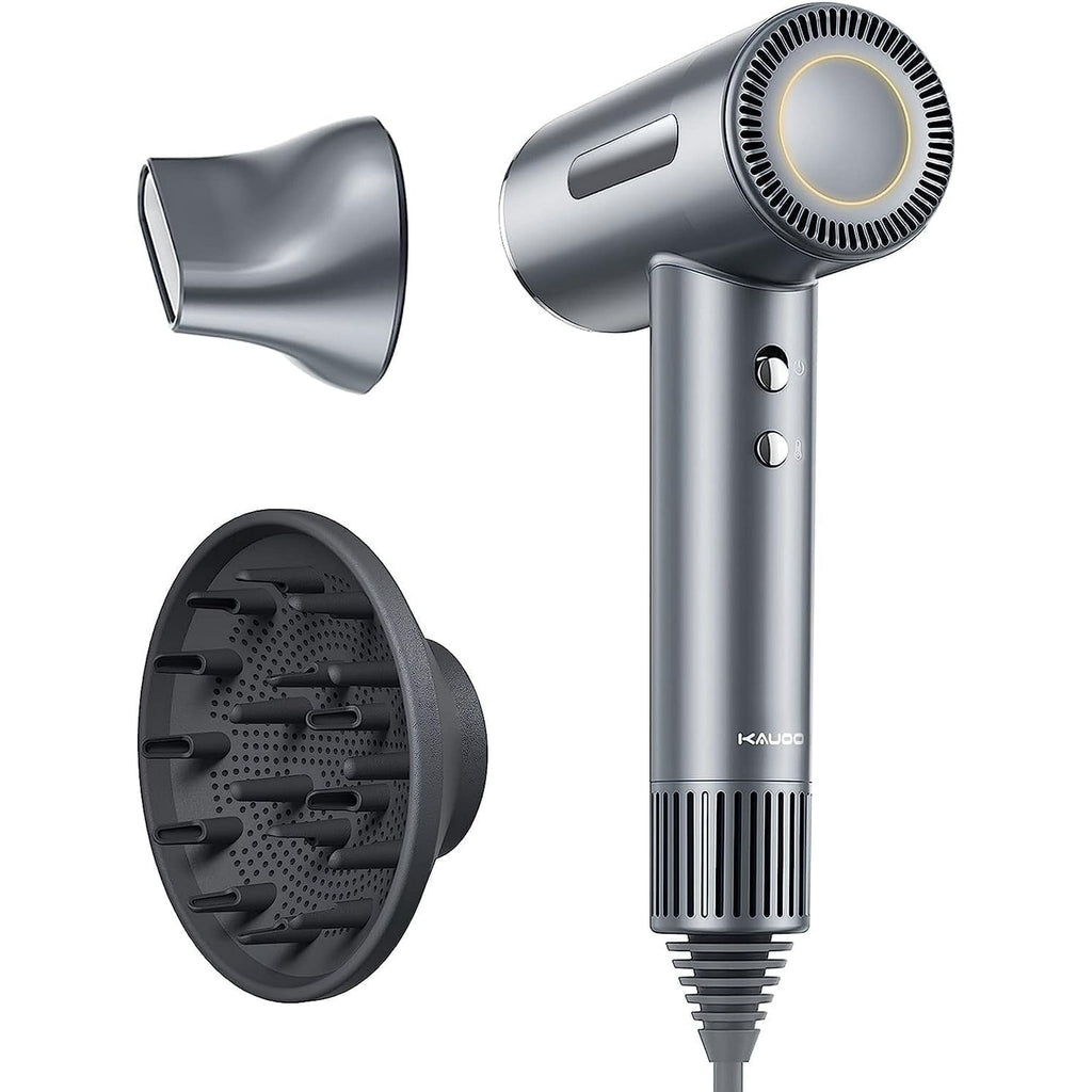 Ionic Hair Dryer, OEIKPFN High Speed Blow Dryer with Diffuser & 110,000 RPM Brushless Motor for Fast Drying, Gray