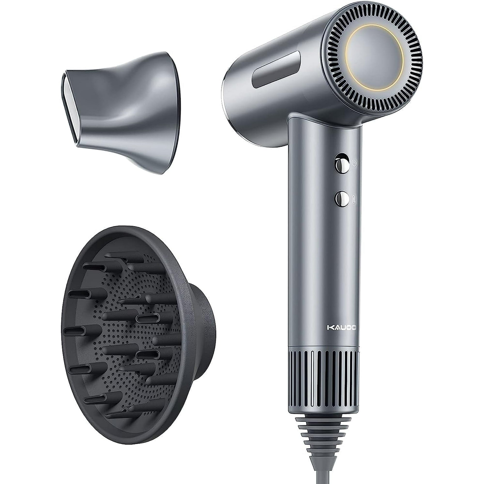 Ionic Hair Dryer, OEIKPFN High Speed Blow Dryer with Diffuser & 110,000 RPM Brushless Motor for Fast Drying, Gray