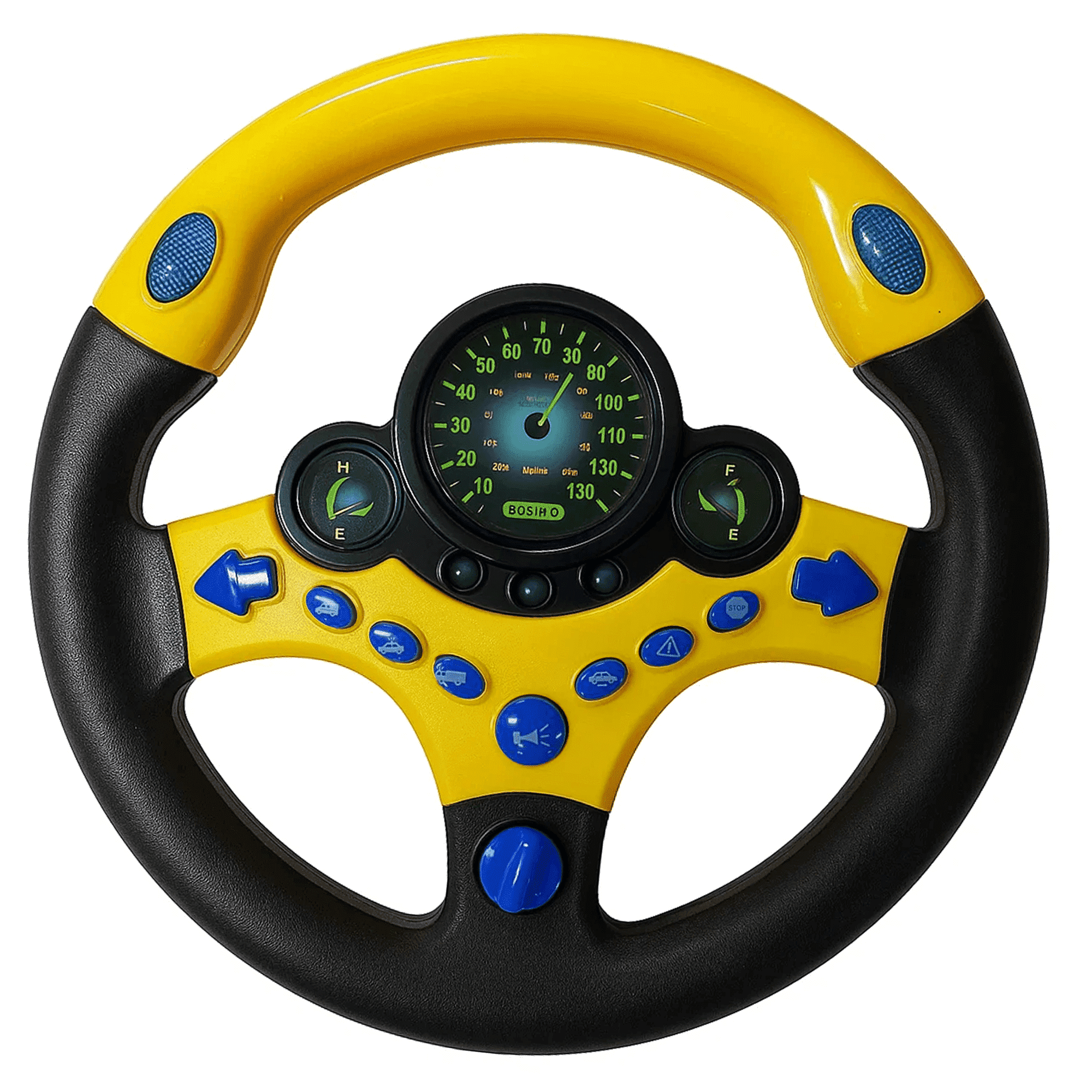 Kids Pretend Play Steering Wheel Toy with Light and Music, Funny Interactive Driving Toy for Boys and Girls, Sensory Toys for Ages 3+, Yellow