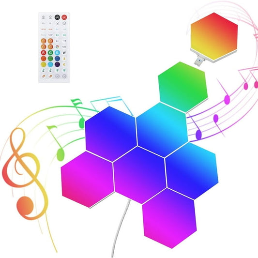 8 Pack LED Hexagon Lights,Smart Home LED Wall Lights Work with Alexa Google Assistant, RGBIC Gaming Lights for Gaming Setup, Voice, App & Remote Control, LED Light Panels Music Sync for Gaming Room