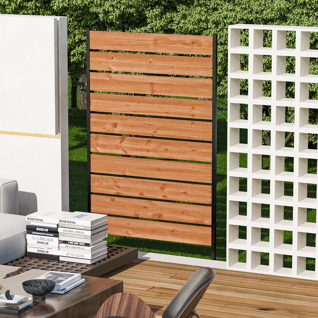 Modern Shade 5ft H x 3.3ft W No-Dig Wood Privacy Fence Panel, Outdoor Screen for Patio/Deck