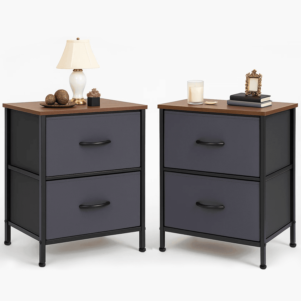 Dowellia 2-Drawer Fabric Storage Dresser, Nightstand for Bedroom, Closet, Storage Furniture for Adults,2 pack