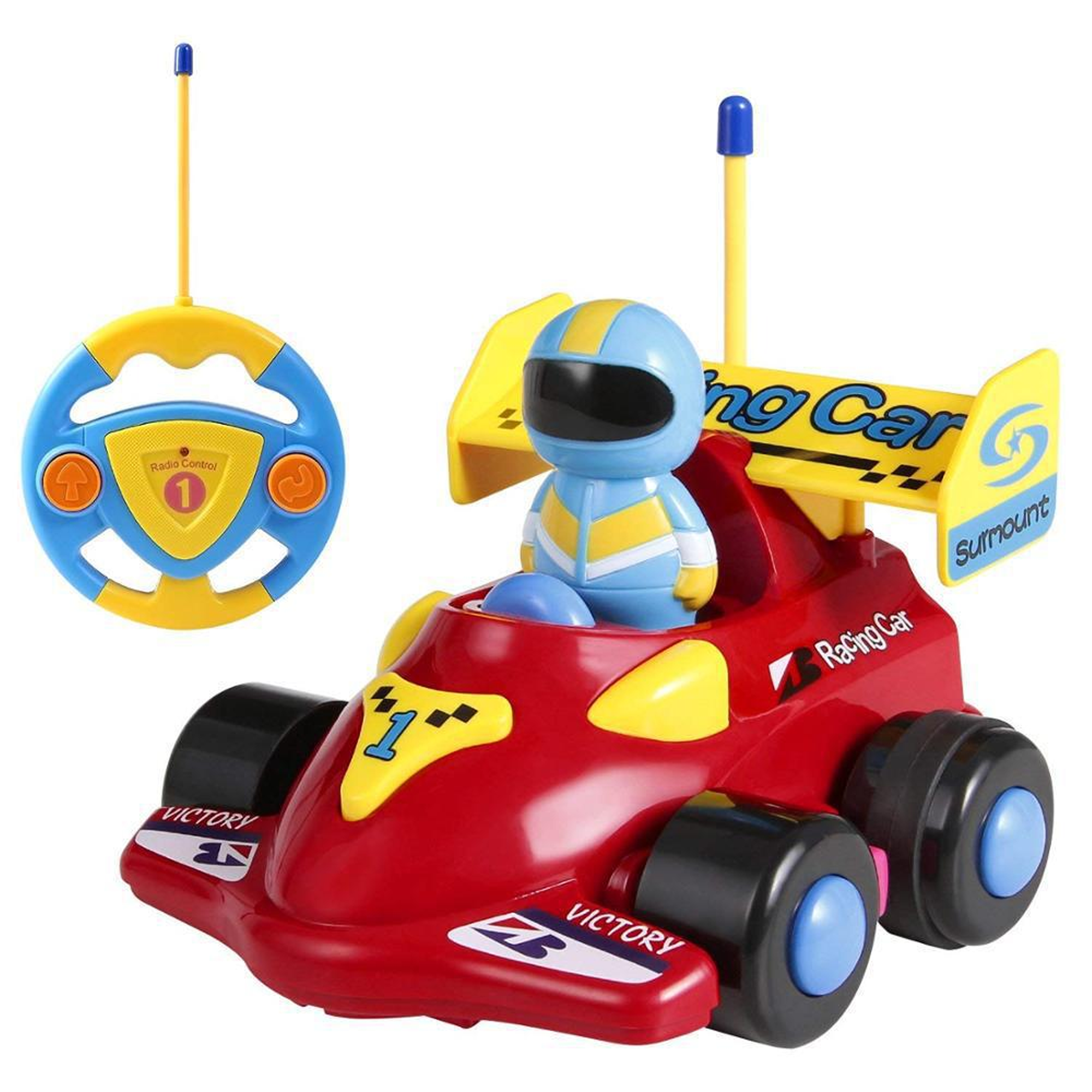 FRESHE Rc Car, Remote Control Formula Racing Car, Cartoon RC Cars with Racing Driver Figure, Toddler Toys for Ages 2-4,(Red)