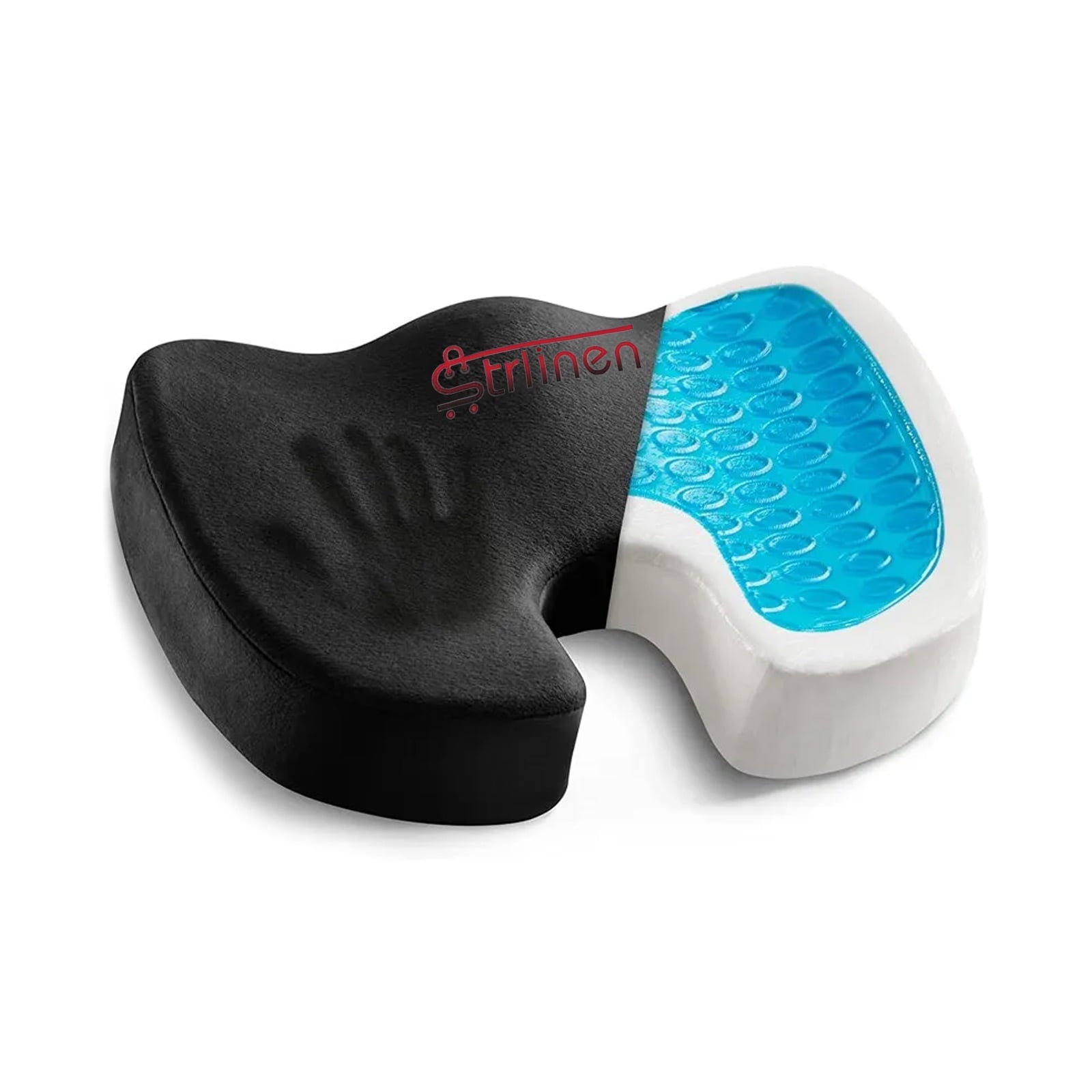 Strlinen Gel Enhanced Seat Cushion – Office Chair Cushion– Gel & Memory Foam for Tailbone Pain - Desk Chair Car Seat Cushion Driving- Back Pain Relief (Black)