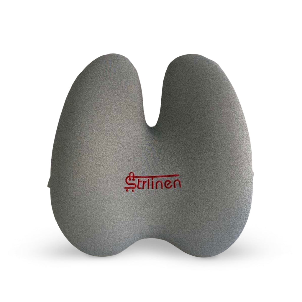 Strlinen Lumbar Pillow - Patented Ergonomic Multi-Region Firm Back Support for Lower Back Pain Relief - Extra Dense Lumbar Pillow Support Cushion for Office Chair, Car, Sofa, Plane - Grey