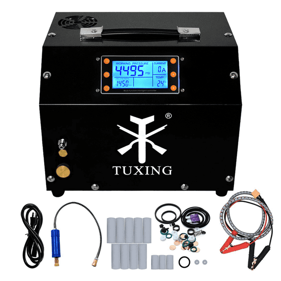 TUDIVING PCP Air Compressor LCD Display 4500Psi Built-in Converter Auto-Stop Portable Air Pump 110V