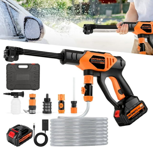UNTIMATY 1000PSI Cordless Pressure Washer,Portable Power Washer with Rechargeable 3.0Ah Battery 6-in-1 Adjustable Nozzle, Handheld High-Pressure Car Washer Gun with Tool Case for Cars