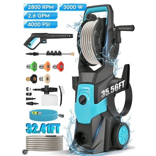 UNTIMATY 4000 PSI Heavy Duty Electric Pressure Washer 4GPM with Adjustable Nozzle, 32ft Hose & Total Stop System, High Pressure Washer for Cars, Driveway & More