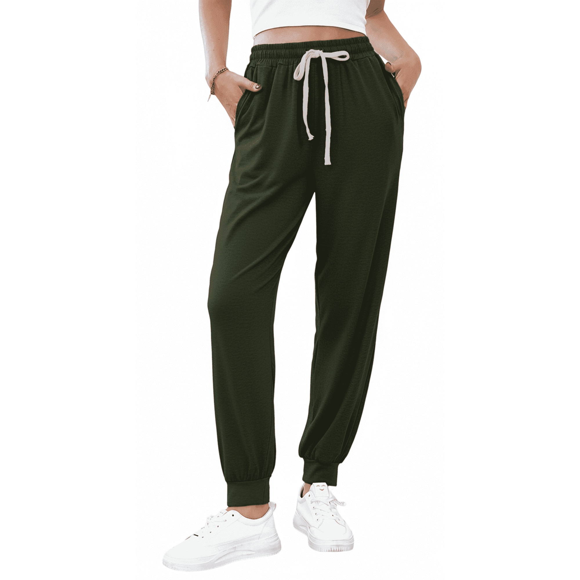 WQD Women's Jogger Sweatpants with Pockets Comfy Lounge Pants Casual Drawstring Athletic Workout Pajama Pants(Available in Plus Size)