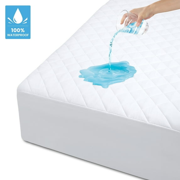 WISHEAD Queen Mattress Protector 100% Waterproof Mattress Topper Mattress Pad Soft Breathable Comfortable Protection，White