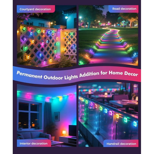 100ft Permanent Outdoor Lights, RGB+IC Eaves Lights with 60 LED Lights,App Control Remote,IP67 Waterproof Outside String Light for Christmas, Holiday Decor, House Roof Eternity Lighting