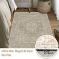 Area Rugs for Living Room 3'x 5' Machine Washable Vintage Print Large Throw Non Slip Bedroom Rugs, Brown