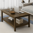 Dowellia Farmhouse Rectangle Coffee Table, Rustic Weathered Oak