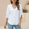 Womens Blouses 3/4 Sleeve V Neck Ladies Summer Top 2025 Business Dressy Casual Outfits Work Shirt for Women