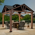 FONA Wood Gazebo 12’x12’, Heavy Duty Hardtop Gazebo with Steel Roof, Water Resistant, Wind Resistant, Perfect for Your Permanent Outdoor Pavilion, Solid Wood Framed Gazebo, Cedar Gazebo