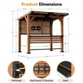 Modern Shade Cedar Wood Entertainment Gazebo with Hardtop Roof, Grill Bar Center, Shelves, TV Mount & Power Strip for Patio or Garden