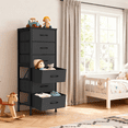 EZKAMFORT 6-Fabric Drawer Dresser for Bedroom Tall, Tall Fabric Chest of Drawers, Black Dresser of Clothes Drawer for Bedroom, Living Room