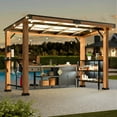 Modern Shade 6‘x12’ Cedar Hardtop Gazebo Weatherproof Outdoor Pavilion with FSC-Certified Wood Frame & Galvanized Steel Roof