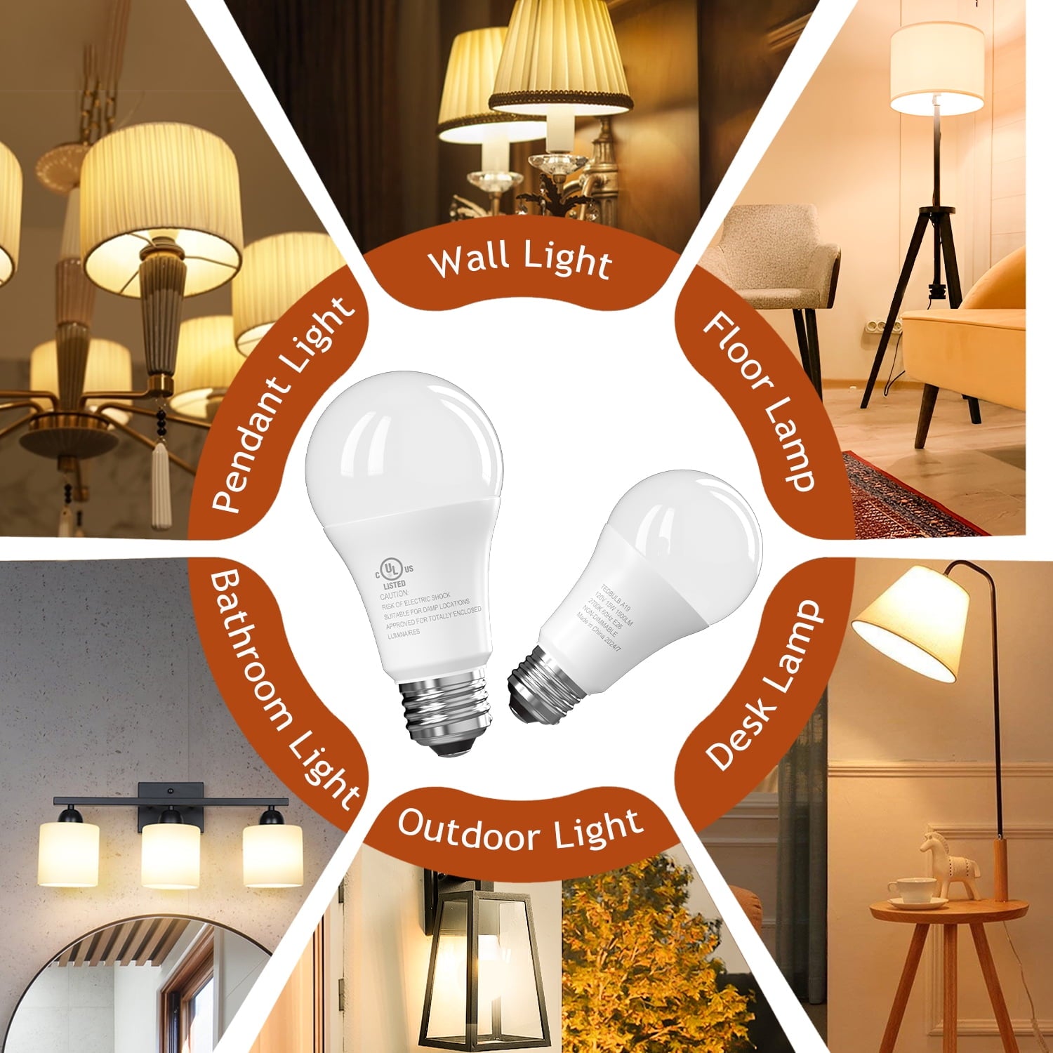 DAYBETTER A19 LED Light Bulbs, 100W Equivalent,2700K Daylight, 15W 1500 Lumens,E26 Standard Base,UL Listed,Lighting for Bedroom Living Room Home Office,4 Pack