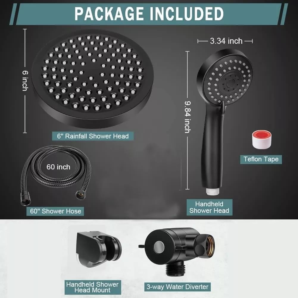DnxnIaIfy Shower Head, High Pressure Rain ShowerHead, Handheld ShowerHeads Combo with 60" Hose for bathroom