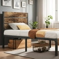 Dowellia Twin Bed Frame with Headboard and Footboard, Metal Support, Rustic Brown