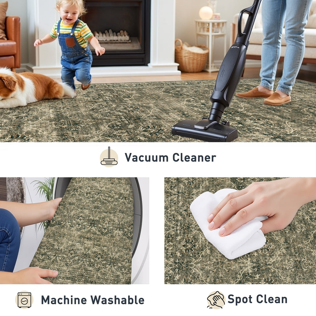 WIPONKEN 8x10 Area Rugs for Living Room Bedroom Dining Room Office Farmhouse, Machine Washable Non Slip Vintange Persia Rug