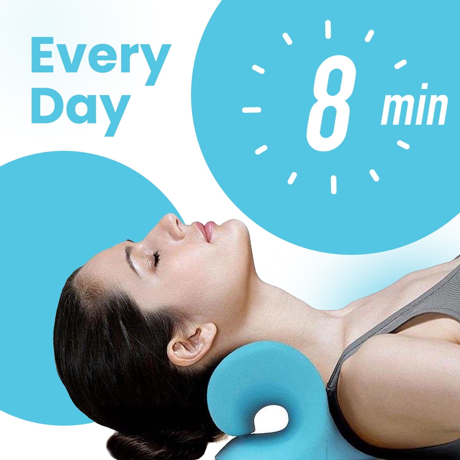 Strlinen Neck and Shoulder Relaxer, Cervical Traction Device for TMJ Pain Relief and Cervical Spine Alignment, Chiropractic Pillow Neck Stretcher (Blue)