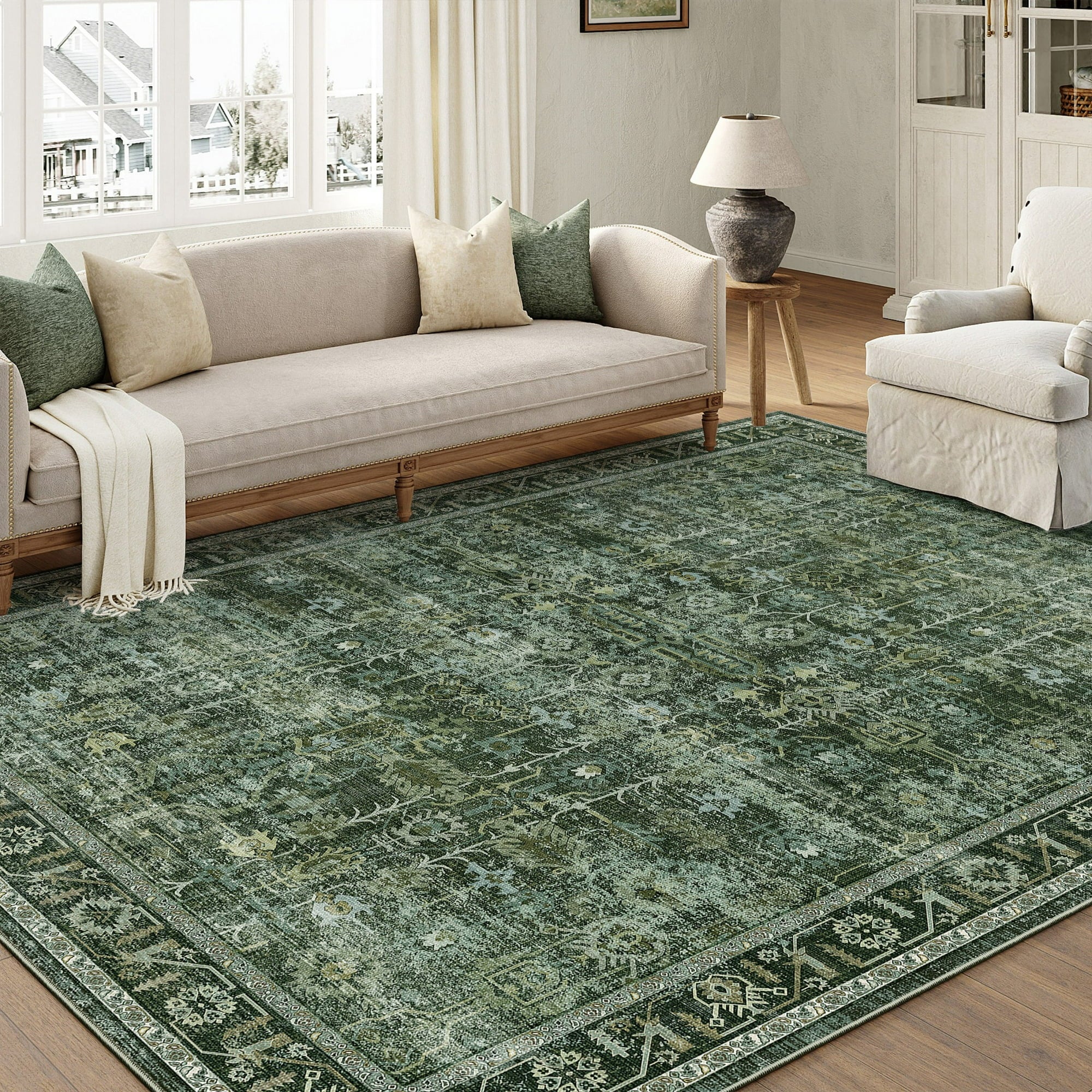 WIPONKEN 5x7 Area Rugs for Living Room Bedroom Dining Room Office Farmhouse, Machine Washable Non Slip Vintange Persia Rug