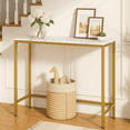 Dowellia Entryway Dresser, Faux Marble MDF Style Panel Sofa Table with Gold Border (Single, White Marble)