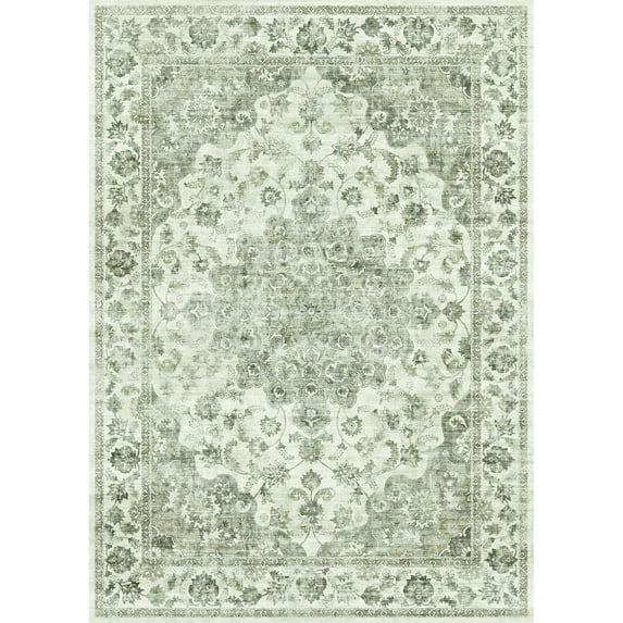 WIPONKEN 8x10 Area Rugs for Living Room Bedroom Dining Room Office Farmhouse, Machine Washable Non Slip Vintage Persia Rug Green
