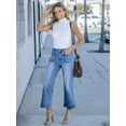 Women's Wide Leg Jeans Denim Pants Crop Flare Leg Jeans High Waisted Stretchy Straight Leg with Buttoned AnklesTrendy Casual with Pocket