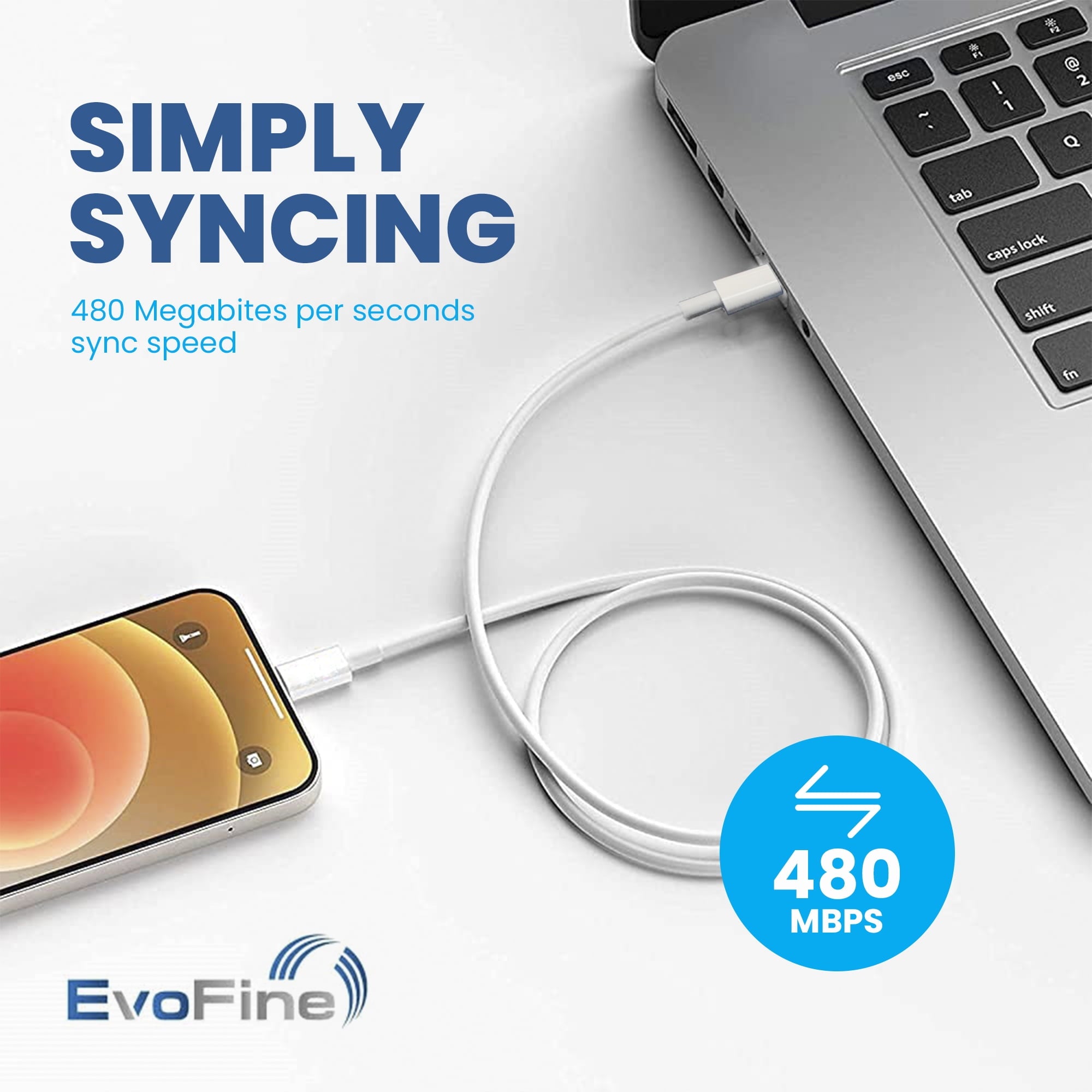 EvoFine iPhone Charger for 14/13/12/11 and More- iPhone Wall Charger Fast Charging with USB-C Blocks and 3Ft iPhone Charger Cords Compatible with iPhone, iPad & More
