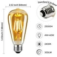 Roomrite LED Vintage Light Bulb, Edison Bulbs 4W (40W Equivalent) ST19 Warm Light Bulbs 2400K 300LM E26 Base,Non-Dimmable,Amber Glass - 6 Pack