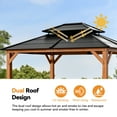 Modern Shade Wood Gazebo 11' x 13', Cedar Framed Wooden Gazebo with Double Galvanized Steel Roof, Hardtop Gazebo with Sturdy Hooks for Garden, Backyard patio and Deck