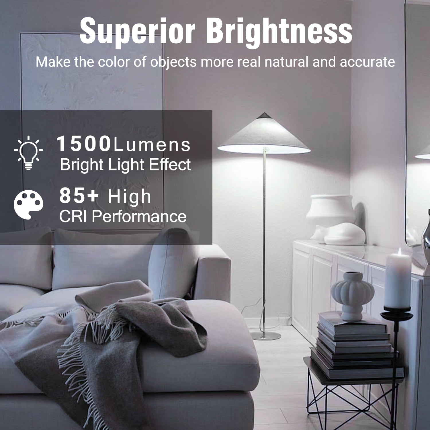 DAYBETTER A19 LED Light Bulbs, 100W Equivalent,5000K Daylight, 15W 1500 Lumens,E26 Standard Base,UL Listed,Lighting for Bedroom Living Room Home Office,4 Pack