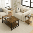 Dowellia 3-Piece Coffee Table Set for Living Room, End Table Set with Storage, Includes 1 Coffee Table and 2 End Tables, Rustic Brown