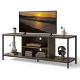 Dowellia Mid-Century Wooden TV Stand for TVs up to 60" with Open Storage Shelves and Metal Frame - Retro