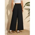 WQD Wide Leg Pant For Women Casual Flowy Dressy Palazzo Pants Adjustable Tie Knot Elastic Waist with Pockets