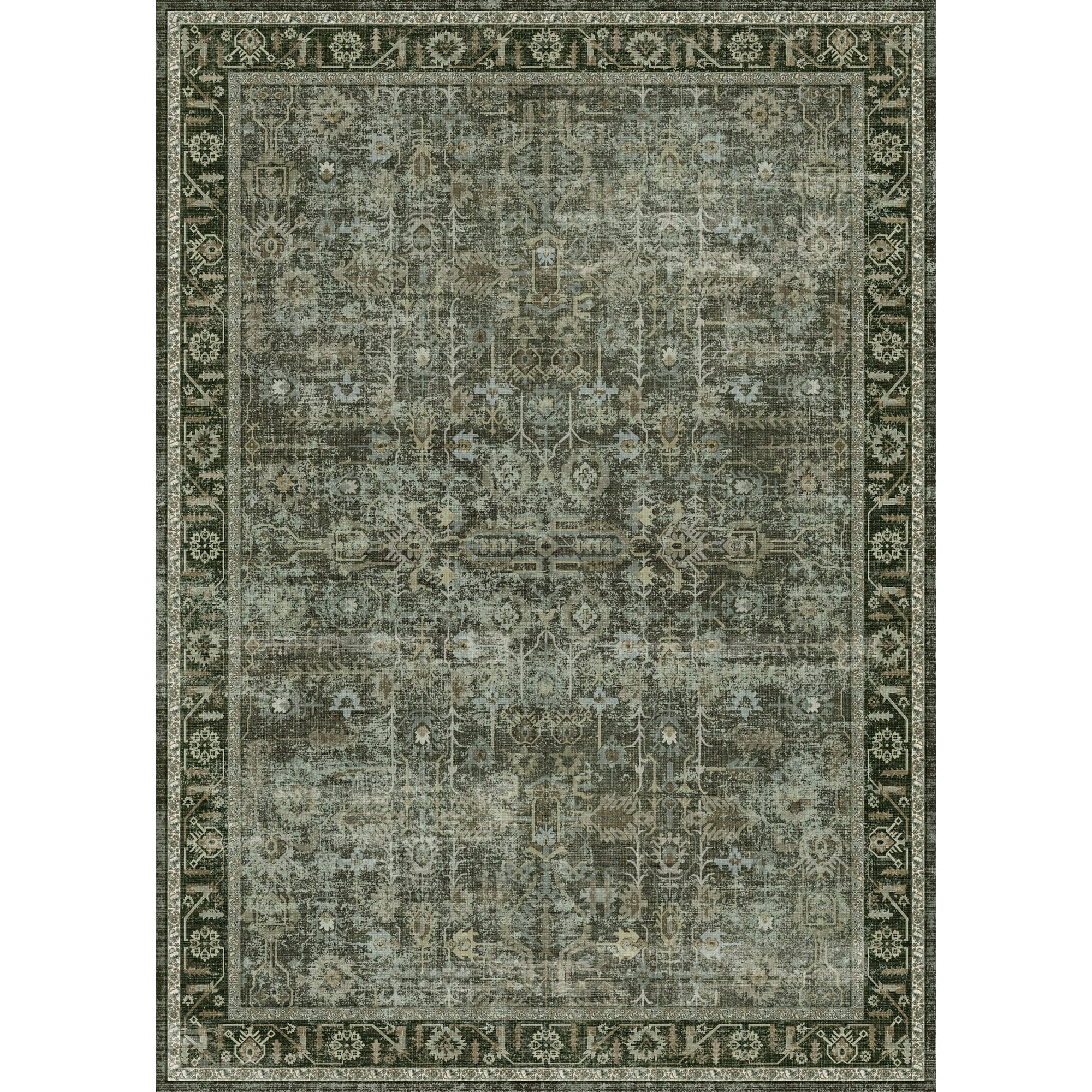 WIPONKEN 5x7 Area Rugs for Living Room Bedroom Dining Room Office Farmhouse, Machine Washable Non Slip Vintange Persia Rug