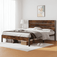 Dowellia Full Size Bed Frame with Headboard and Footboard, Metal Support, Rustic Brown
