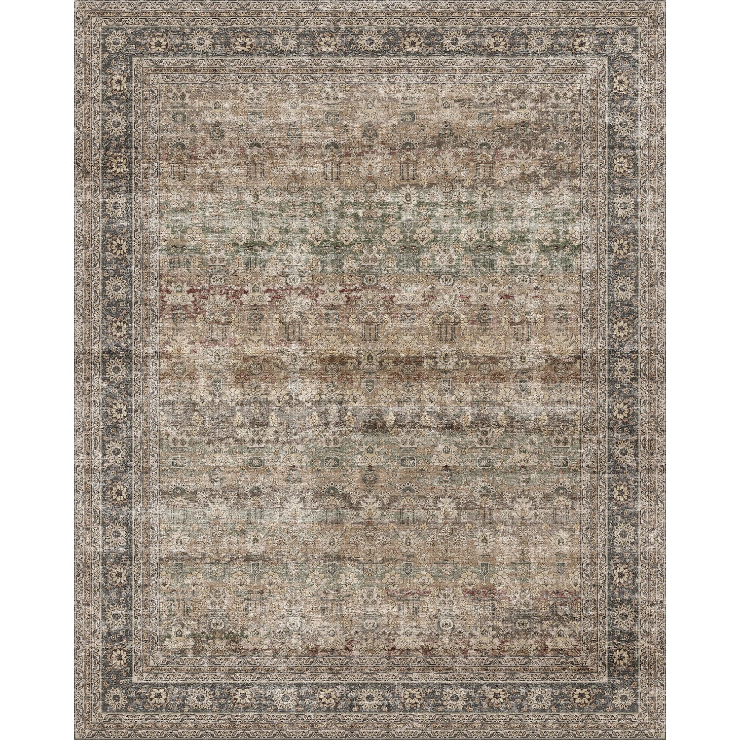 BERTHMEER Vintage Large Area Rugs 8’x10' Clearance for Living Room Bedroom Office Dining Room Farmhouse Brown Oriental Rugs Non Slip Traditional Distressed Rugs