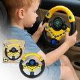Kids Pretend Play Steering Wheel Toy with Light and Music, Funny Interactive Driving Toy for Boys and Girls, Sensory Toys for Ages 3+, Yellow
