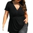 SOMER 2025 Women's Plus Size Tops V Neck Short Sleeve Plus Size Tunic Tops for Women Dressy Wrap Shirts