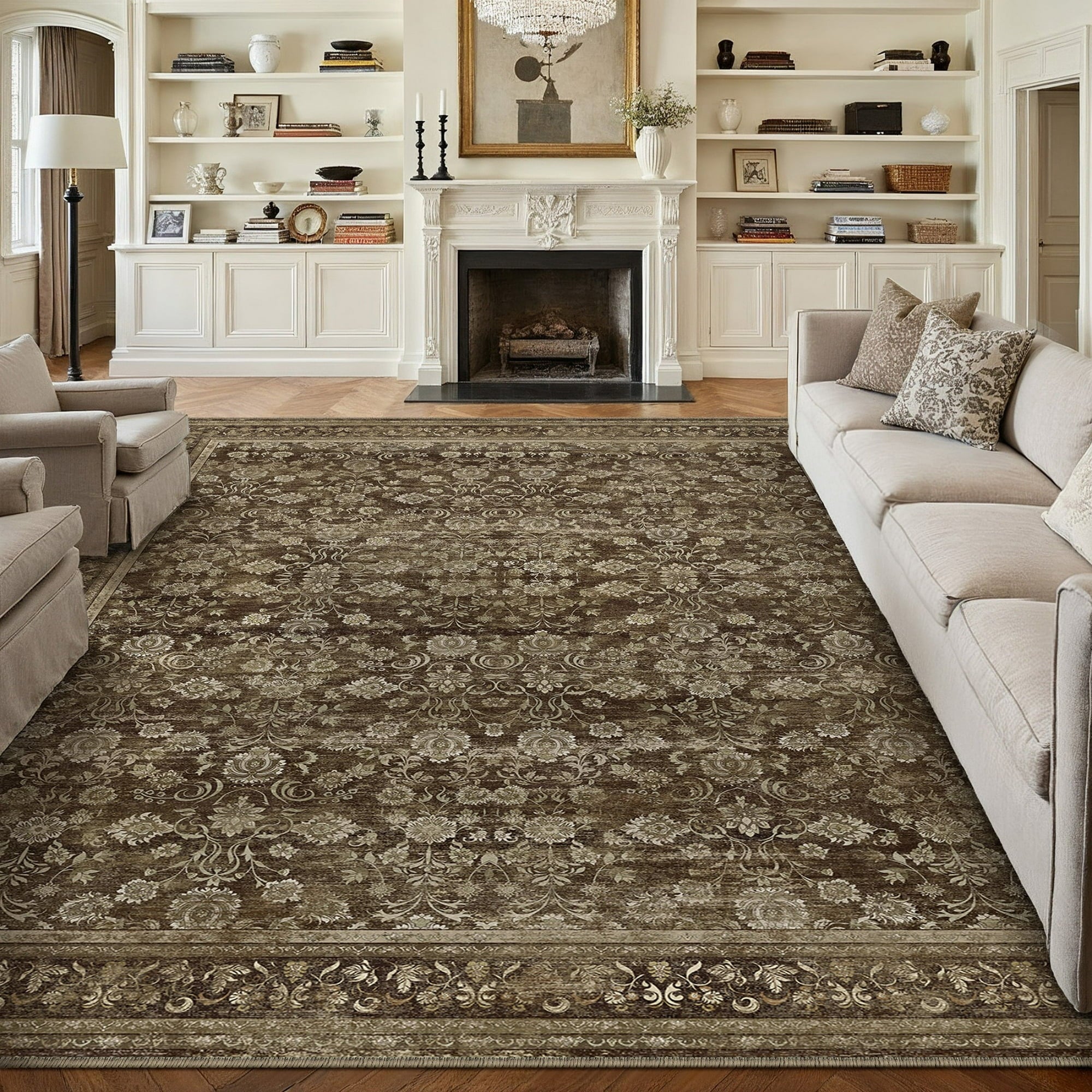 WIPONKEN 8x10 Area Rugs for Living Room Bedroom Dining Room Office Farmhouse, Machine Washable Non Slip Vintage Persia Rug