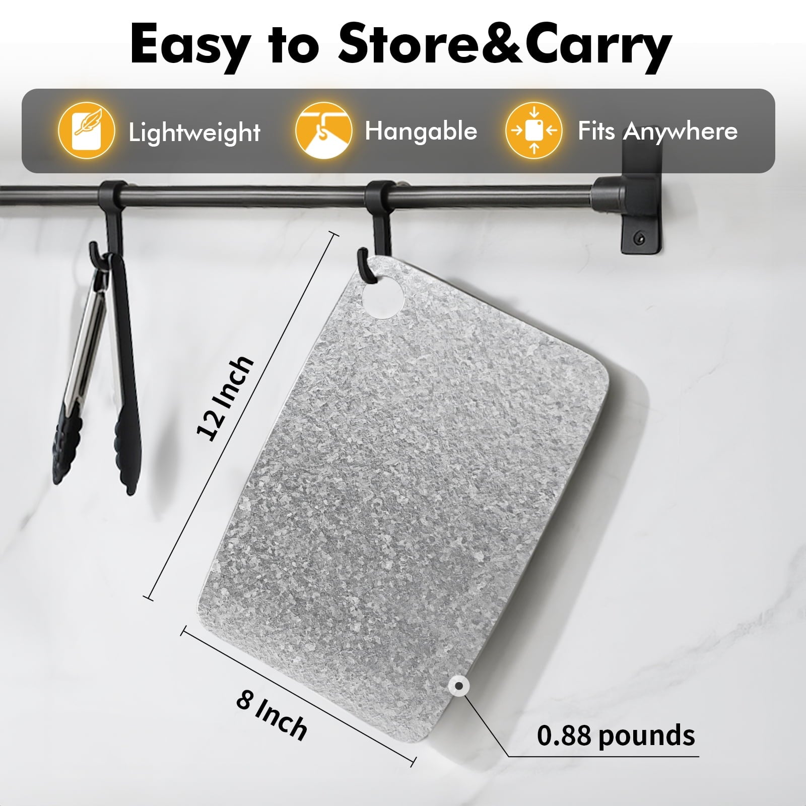 100% Pure Titanium Cutting Board – EPA-Certified Cutting Board, Double-Sided Pure Titanium Cutting Board for Kitchen and Outdoor Cooking (12"x8")